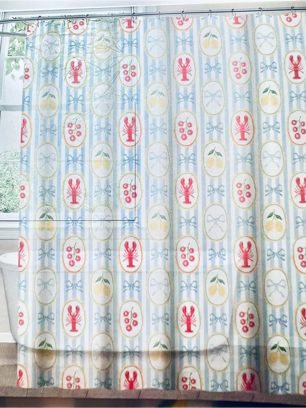Lobster Lemons Tomatoes Peva Shower Curtain Coastal Summer Seafood Italian